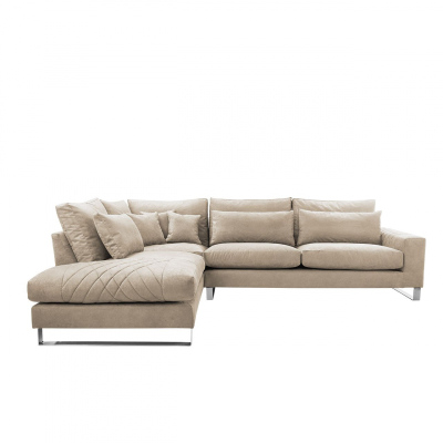 Rohová sedací souprava APARTADA - béžová ekokůže, levý roh