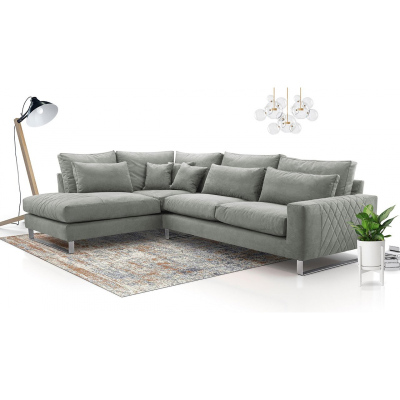 Rohová sedací souprava APARTADA - šedá ekokůže, levý roh