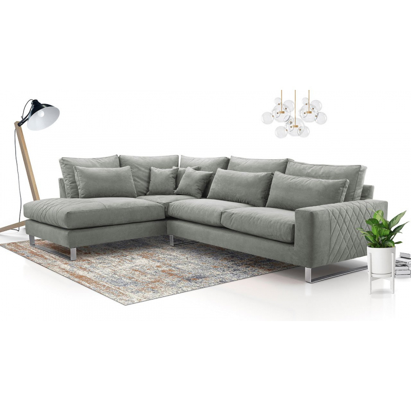 Rohová sedací souprava APARTADA - šedá ekokůže, levý roh