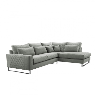 Rohová sedací souprava APARTADA - šedá ekokůže, levý roh