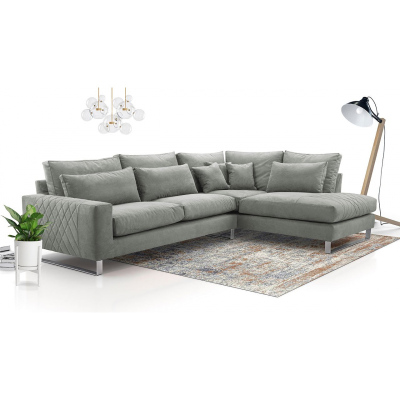 Rohová sedací souprava APARTADA - šedá ekokůže, pravý roh