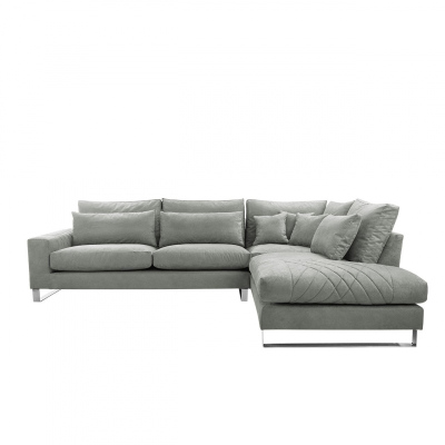 Rohová sedací souprava APARTADA - šedá ekokůže, pravý roh