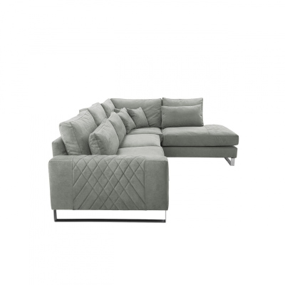 Rohová sedací souprava APARTADA - šedá ekokůže, pravý roh