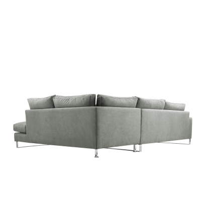 Rohová sedací souprava APARTADA - šedá ekokůže, pravý roh