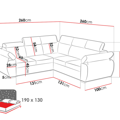 Rozkládací rohová sedačka ORITUKO MAXI - světlá šedá