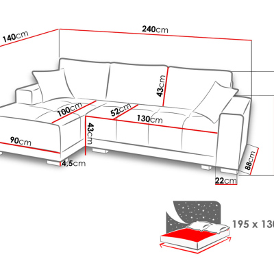 Rohová sedací souprava s úložným prostorem FELIPU - béžová / hnědá, pravý roh