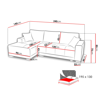 Rohová sedací souprava s úložným prostorem FELIPU - béžová / hnědá, pravý roh
