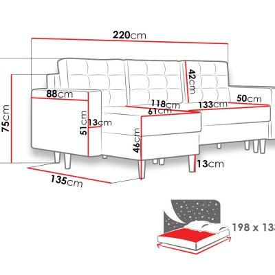Rohová sedací souprava KALABOZO - růžová