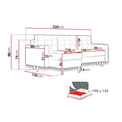 Rohová sedací souprava KALABOZO - růžová