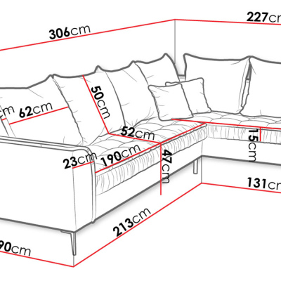 Rohová sedací souprava CAREPA - modrá, pravý roh