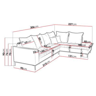 Rohová sedací souprava CAREPA - modrá, pravý roh