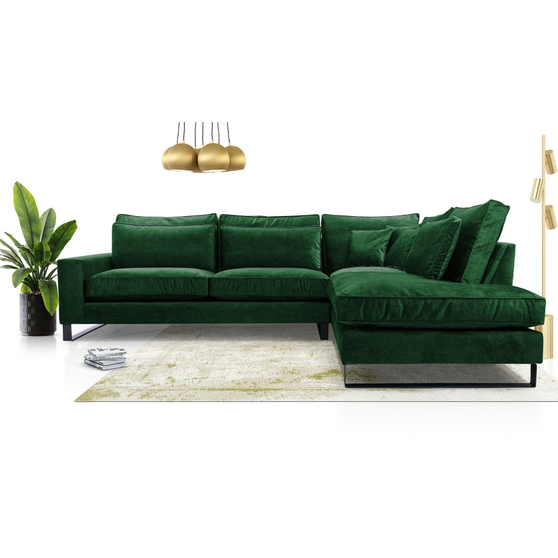 Rohová sedací souprava JACINTO - zelená, pravý roh