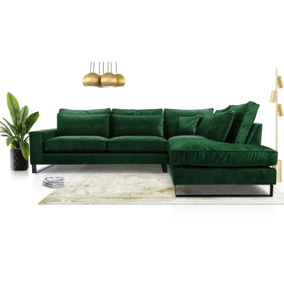 Rohová sedací souprava JACINTO - zelená, pravý roh