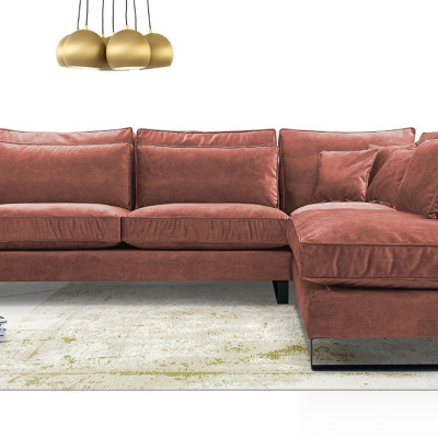 Rohová sedací souprava JACINTO - růžová, pravý roh