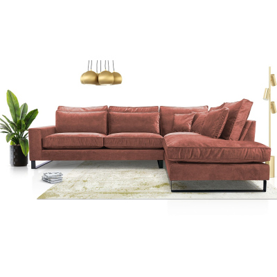 Rohová sedací souprava JACINTO - růžová, pravý roh