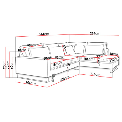 Rohová sedací souprava JACINTO - zelená, pravý roh