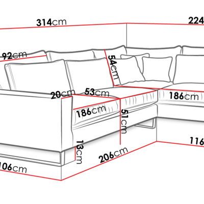 Rohová sedací souprava JACINTO - růžová, pravý roh
