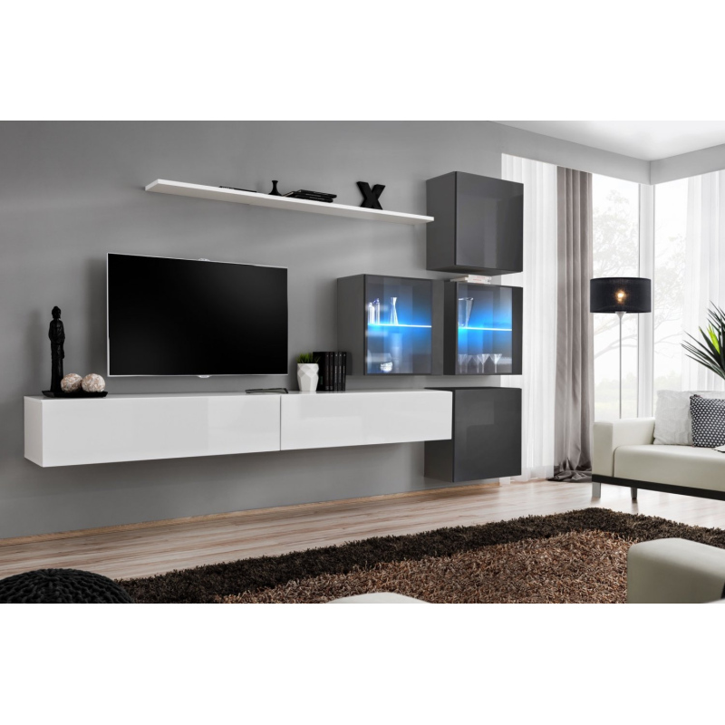 Stěna do obývacího pokoje RIONATA 19 - bílá / grafit