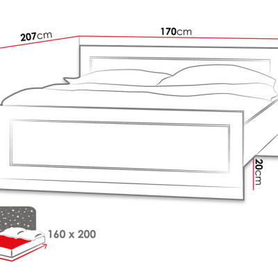 Manželská postel 160x200 MERLO - dub