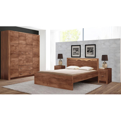 Ložnicová sestava s LED osvětlením a postelí 160x200 CHALAPATA - jasan světlý