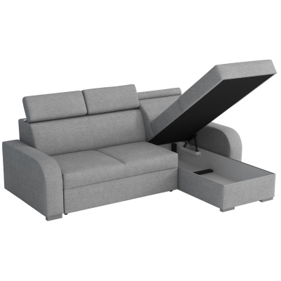 Rohová rozkládací sedačka s úložným prostorem HACARI - šedá