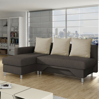 Rohová rozkládací sedačka MONITOS - hnědá 1 / béžová, levý roh