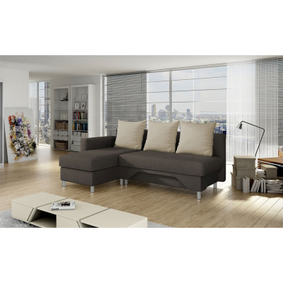 Rohová rozkládací sedačka MONITOS - hnědá 1 / béžová, levý roh