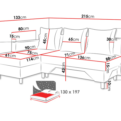 Rohová rozkládací sedačka MONITOS - hnědá 1 / béžová, levý roh