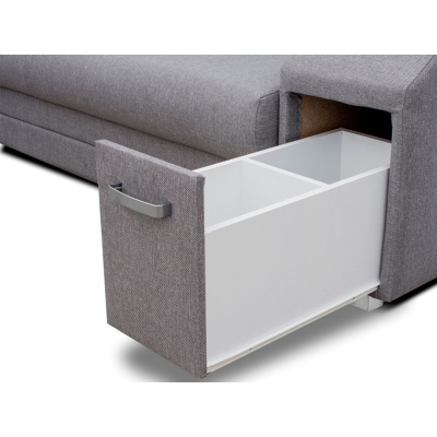 Rohová rozkládací sedačka s úložným prostorem PLANETAS - šedá, pravý roh