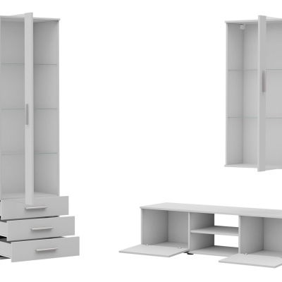 Obývací stěna KARA 6 - bílá / lesklá bílá