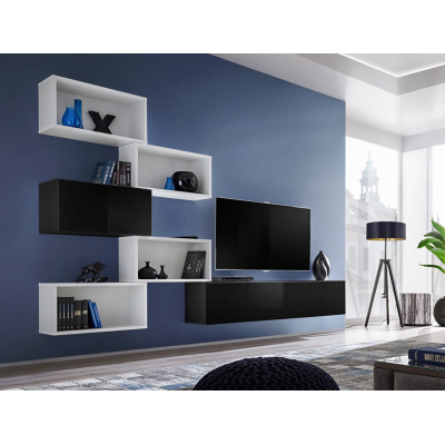 Obývací nábytek ILKA 6 - černý / bílý