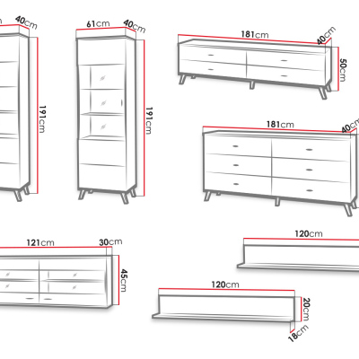 Sestava nábytku do obývacího pokoje TERESEN 1 - dub lefkas / černá