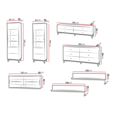 Sestava nábytku do obývacího pokoje TERESEN 1 - dub lefkas / černá