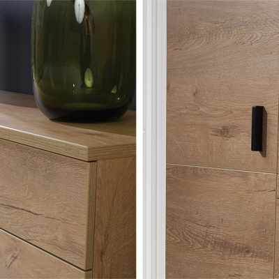 Sestava nábytku do obývacího pokoje s LED osvětlením TERESEN 3 - dub lefkas / černá