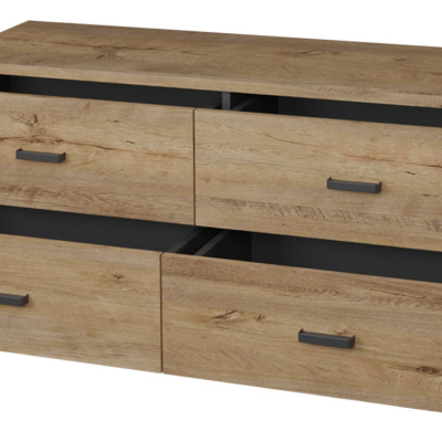 Sestava nábytku do obývacího pokoje s LED osvětlením TERESEN 3 - dub lefkas / černá