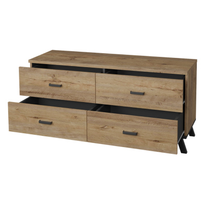 Sestava nábytku do obývacího pokoje s LED osvětlením TERESEN 3 - dub lefkas / černá