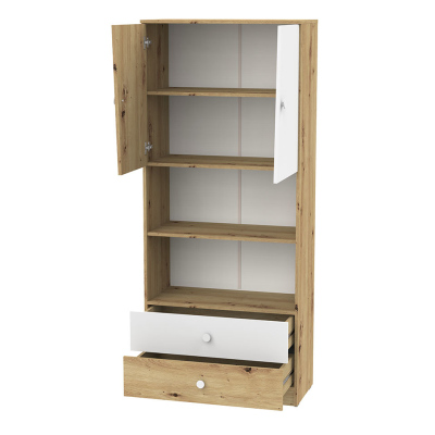 Regál CHIMA - dub artisan / bílý / šedý