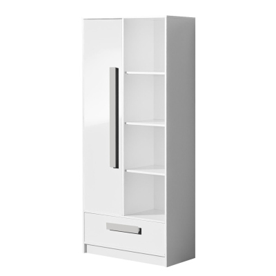 Regál do dětského pokoje TUCHIN - bílý / lesklý bílý / šedý