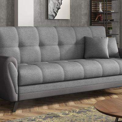 Rozkládací pohovka s úložným prostorem TACATA - šedá ekokůže / šedá