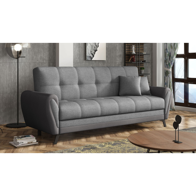 Rozkládací pohovka s úložným prostorem TACATA - šedá ekokůže / šedá