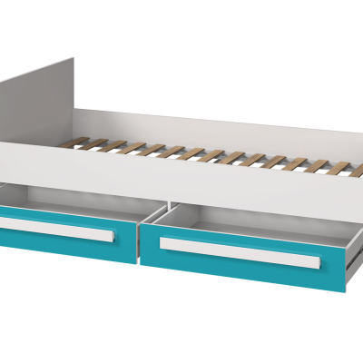 Studentský nábytek s postelí 90x200 TUCHIN 2 - bílý / lesklý tyrkysový
