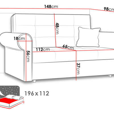 Rozkládací pohovka s úložným prostorem BELA SILVER 2 - růžová