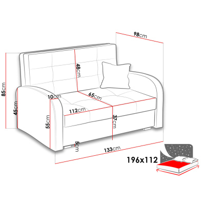 Rozkládací pohovka s úložným prostorem BELA GOLD 2 - červená