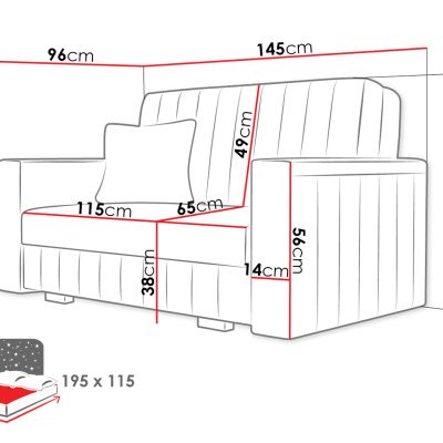 Rozkládací pohovka s úložným prostorem BELA GLAM 2 - růžová