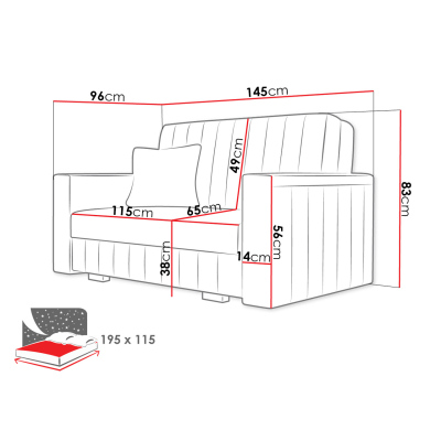 Rozkládací pohovka s úložným prostorem BELA GLAM 2 - růžová
