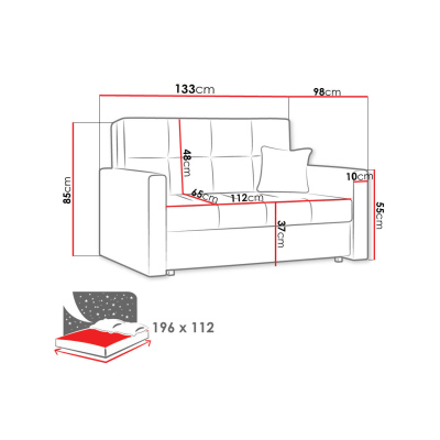Rozkládací pohovka s úložným prostorem BELA 2 - černá / červená