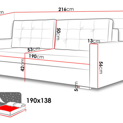Rozkládací pohovka s úložným prostorem MOROTURO - šedá