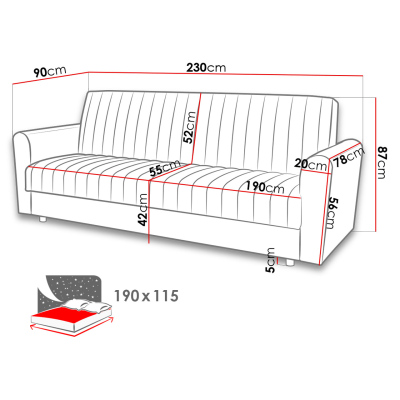 Rozkládací pohovka s úložným prostorem SICARE - béžová