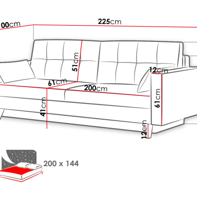 Trojmístná rozkládací pohovka LAZAROK - modrá
