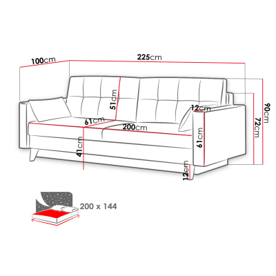 Trojmístná rozkládací pohovka LAZAROK - modrá
